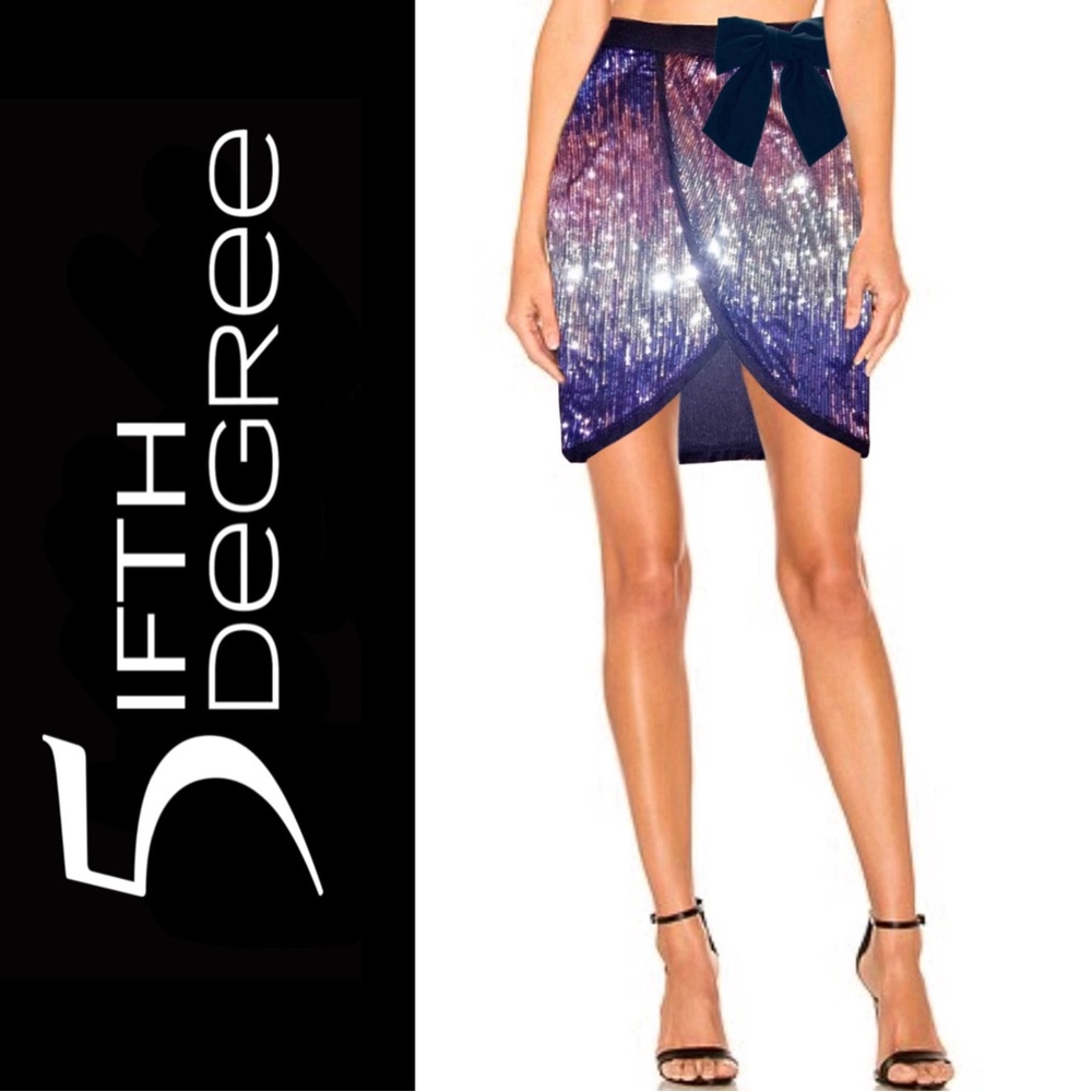 5TH DEGREE Ombre Sequin Faux Wrap Mini Skirt, NWOT, Size XL  (Fits like a S/M)